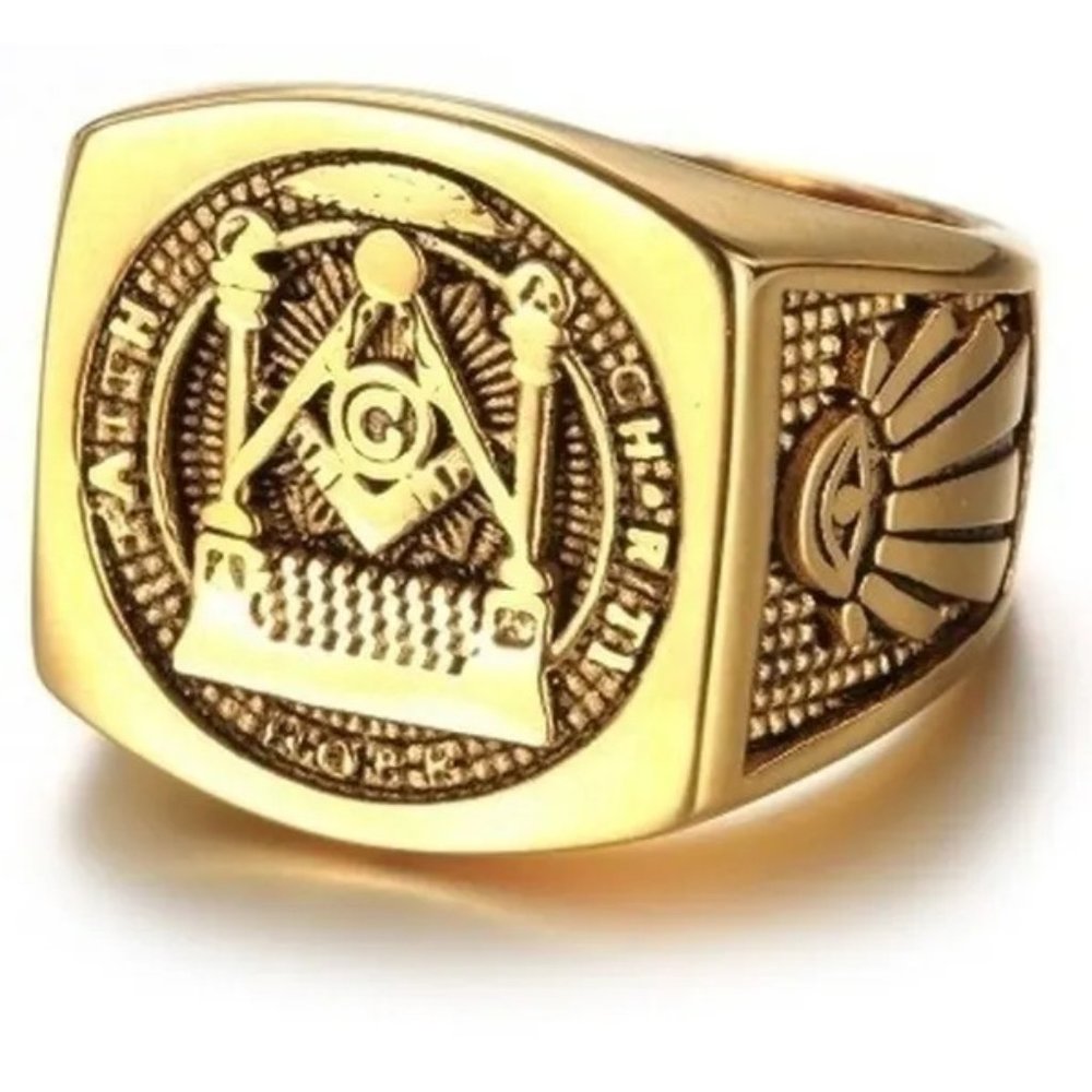 AG Freemasonry Masonic G & Pillars Freemason Master Masons All-seeing Eye Ring
